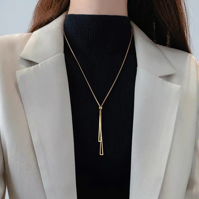 Geometrischer Pullover Box Kette Lange Halskette | Shop Nory