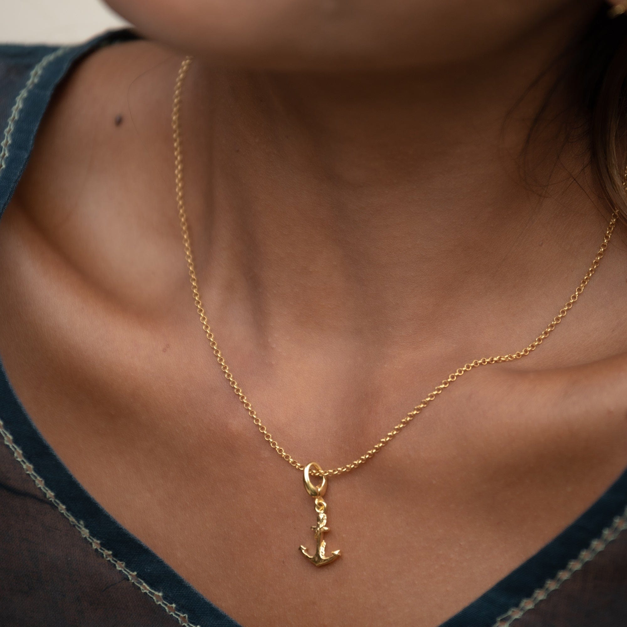 Gold Anchor Charm Necklace | Shop Nory