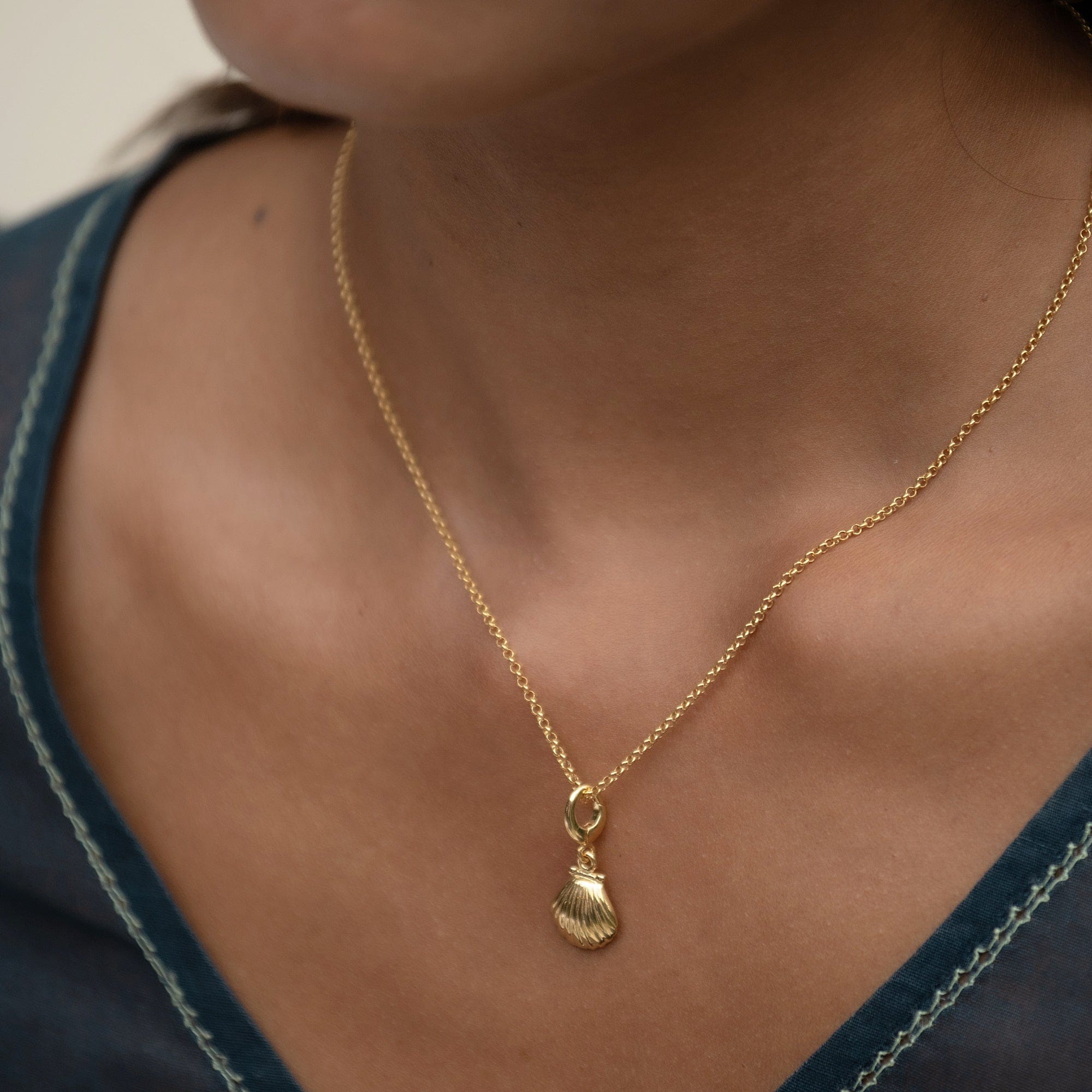 Gold Muschel Charm Halskette | Shop Nory