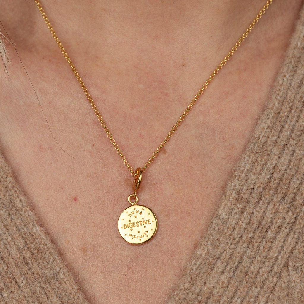 Gold Digestive Biscuit Charm Necklace | Shop Nory