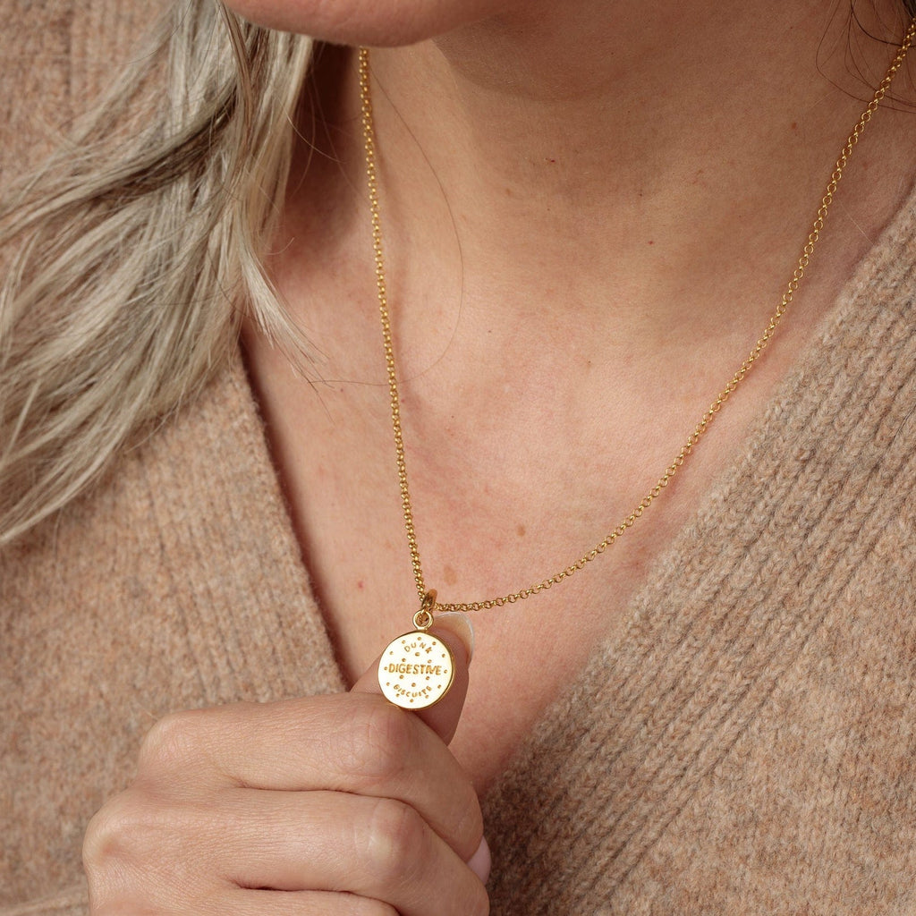 Gold Digestive Biscuit Charm Necklace | Shop Nory