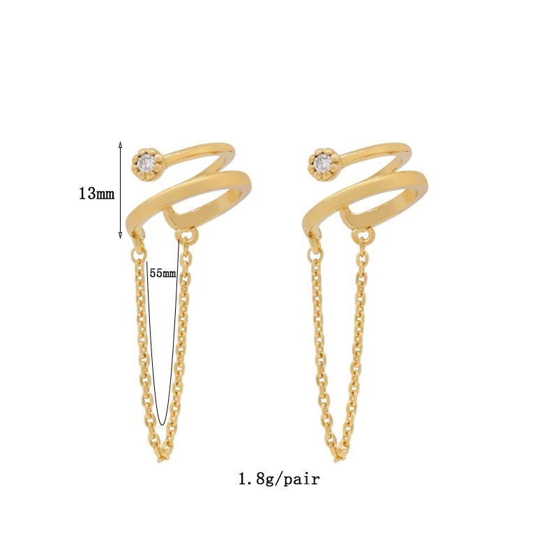 Gold Filled Silberfarbe Zirkon Ketten Ohr Cuffs | Shop Nory