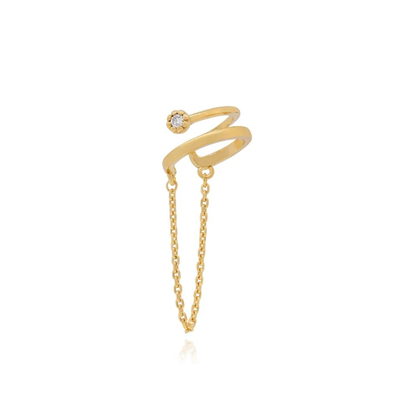 Gold Filled Silberfarbe Zirkon Ketten Ohr Cuffs | Shop Nory