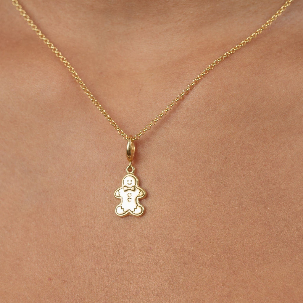 Gold Lebkuchenmann Keks Charm Halskette | Shop Nory