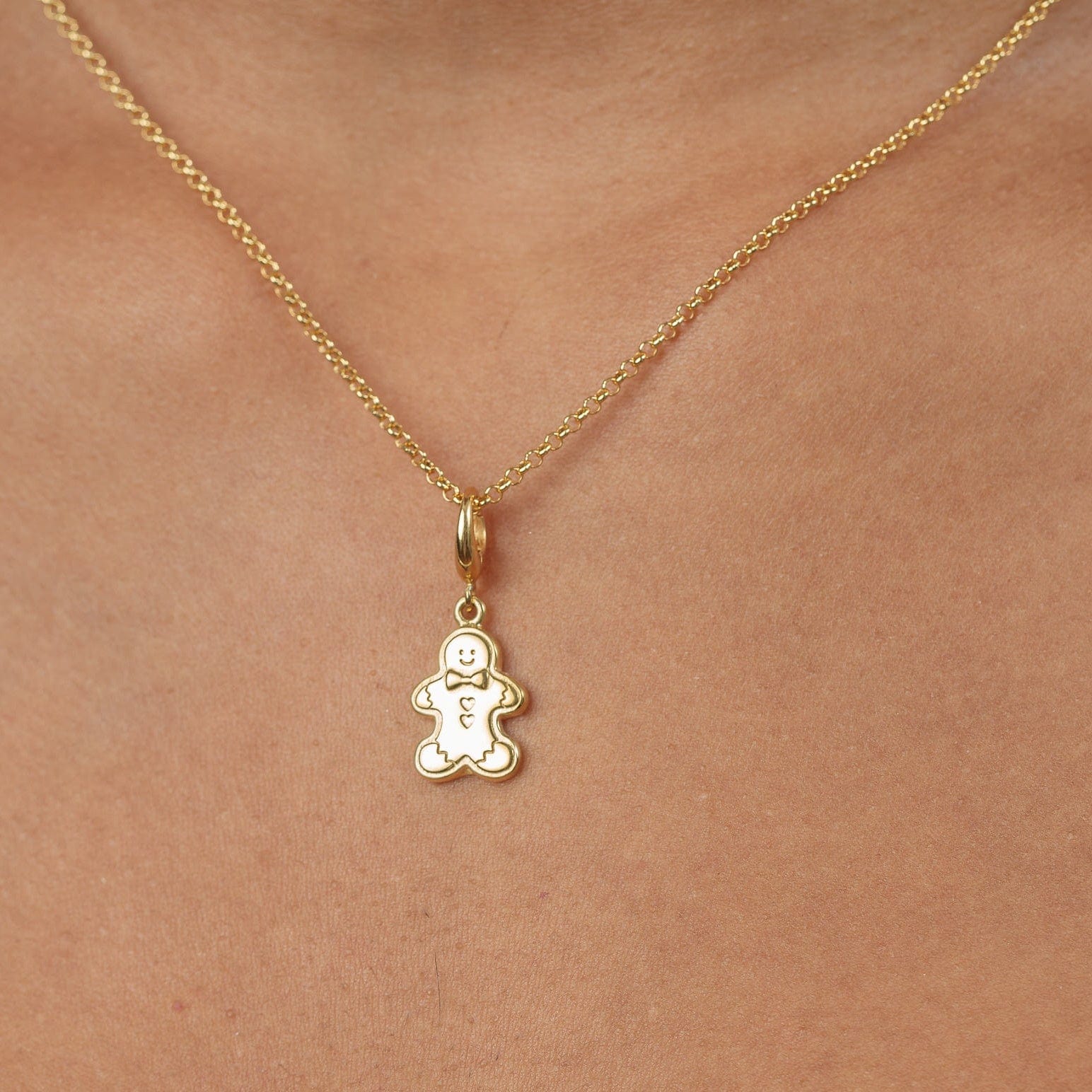 Gold Lebkuchenmann Keks Charm Halskette | Shop Nory