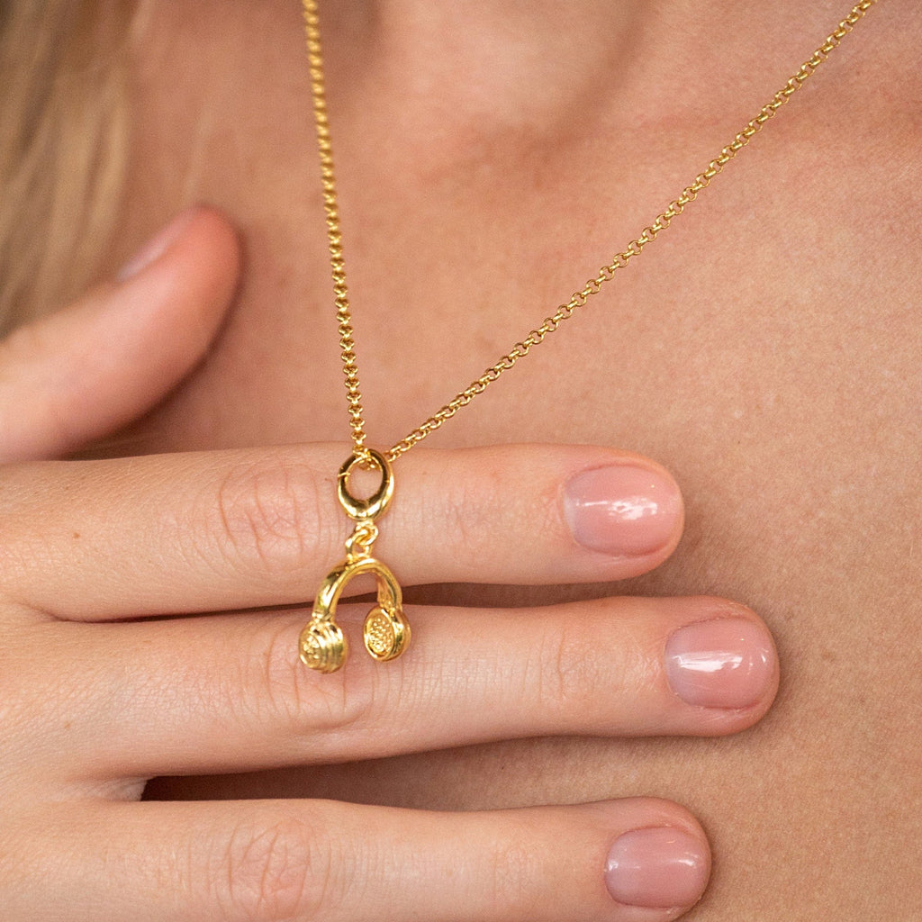 Gold Kopfhörer Charm Halskette | Shop Nory