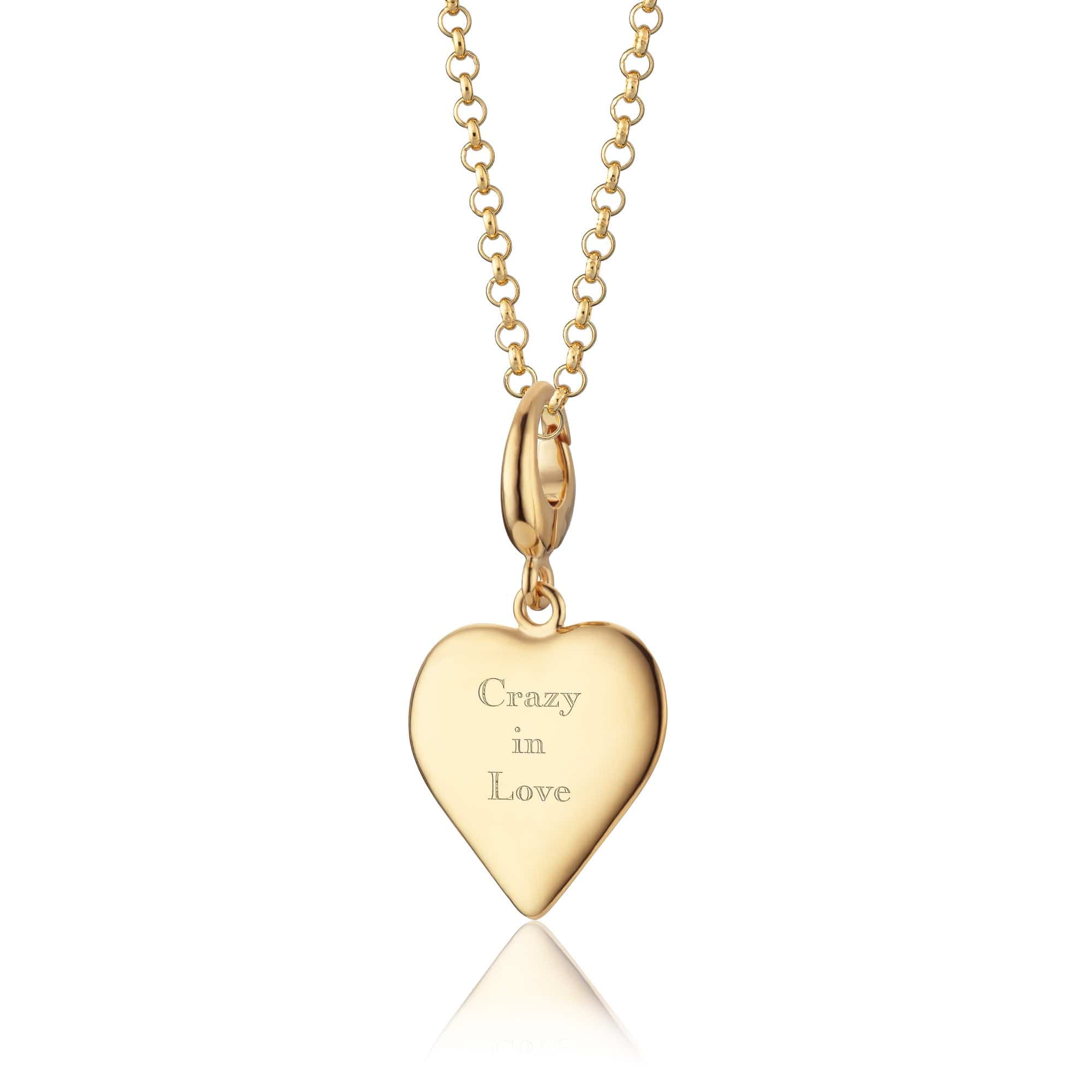 Gravierte Goldherz Charm Halskette (Mittel) | Shop Nory