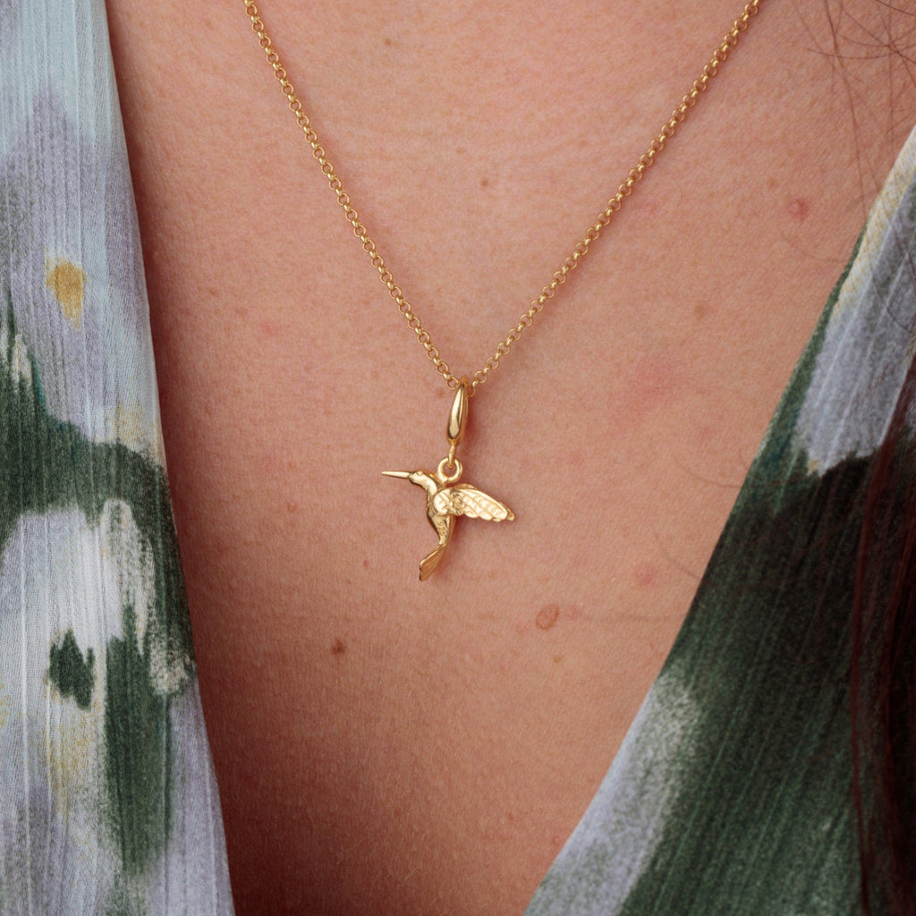 Gold Kolibri Charm Halskette | Shop Nory