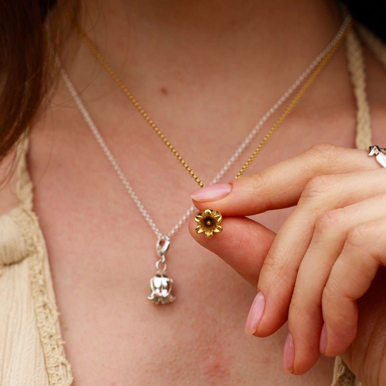 Silber Lilie des Tals Blumen Charm Halskette | Shop Nory