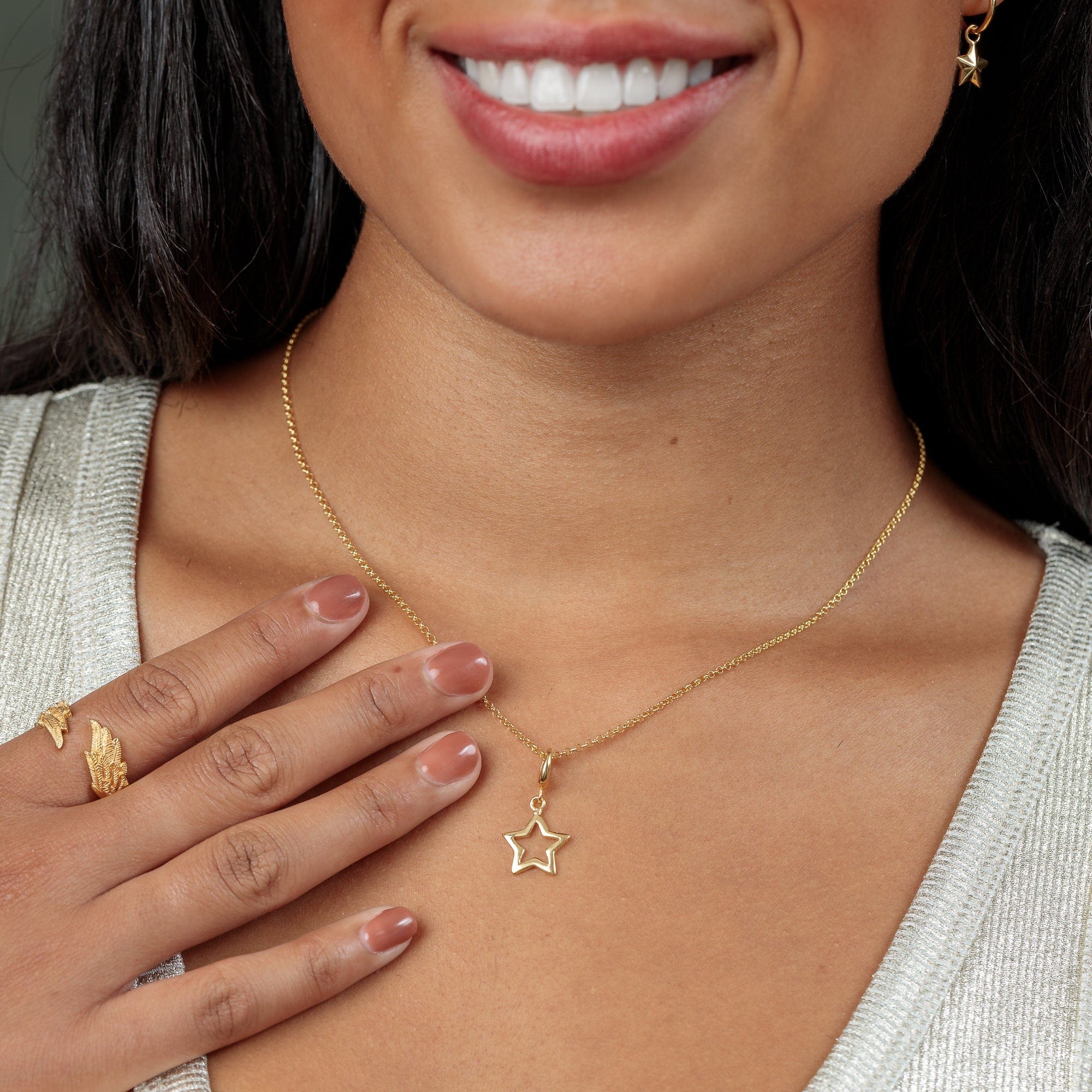 Gold Open Star Charm Halskette | Shop Nory