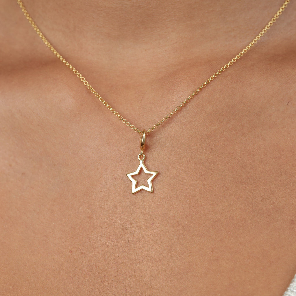 Gold Open Star Charm Halskette | Shop Nory
