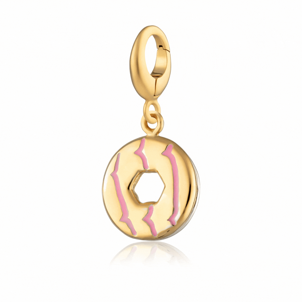 Gold Party Ring Keks Charm Halskette mit Pinkem Emaille | Shop Nory