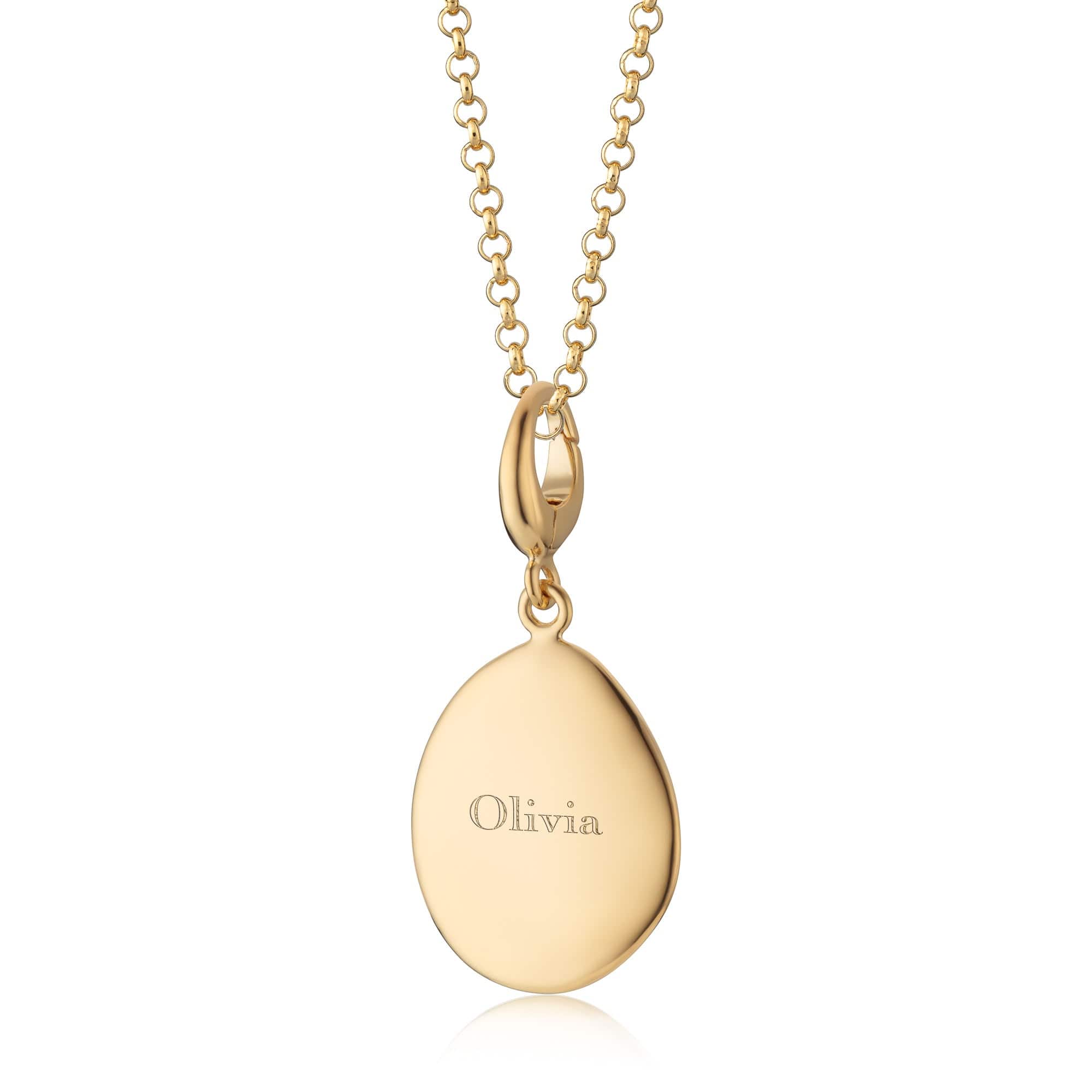 Gravierte Gold Kiesel Charm Halskette (Mittel) | Shop Nory