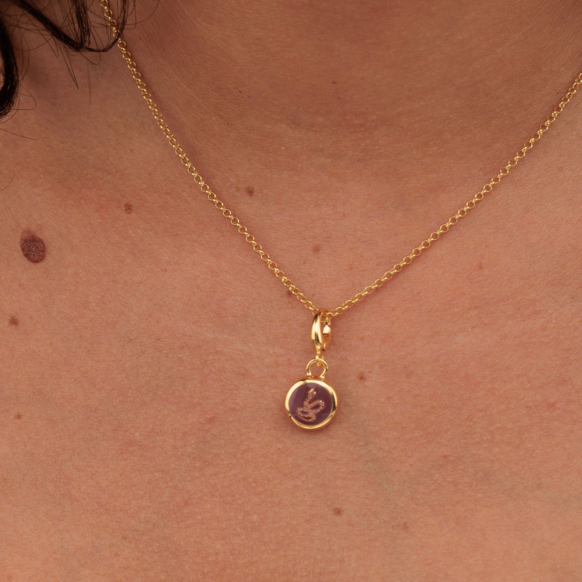 Gold lila Schlange Harz Capture Charm Halskette | Shop Nory