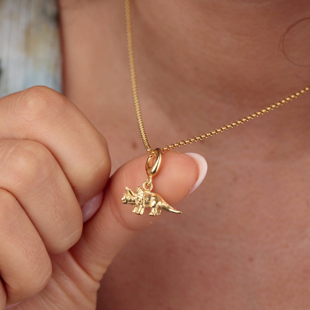 Gold Triceratops Dinosaur Charm Necklace | Shop Nory