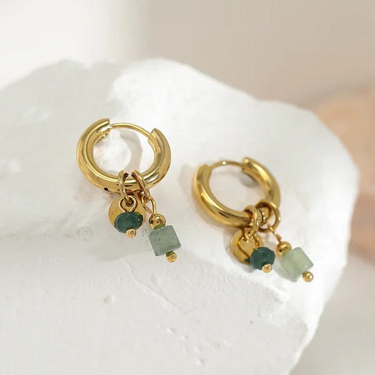 Naturstein-Gold-Creolen | Shop Nory