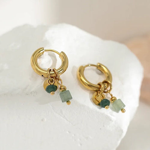 Naturstein-Gold-Creolen | Shop Nory
