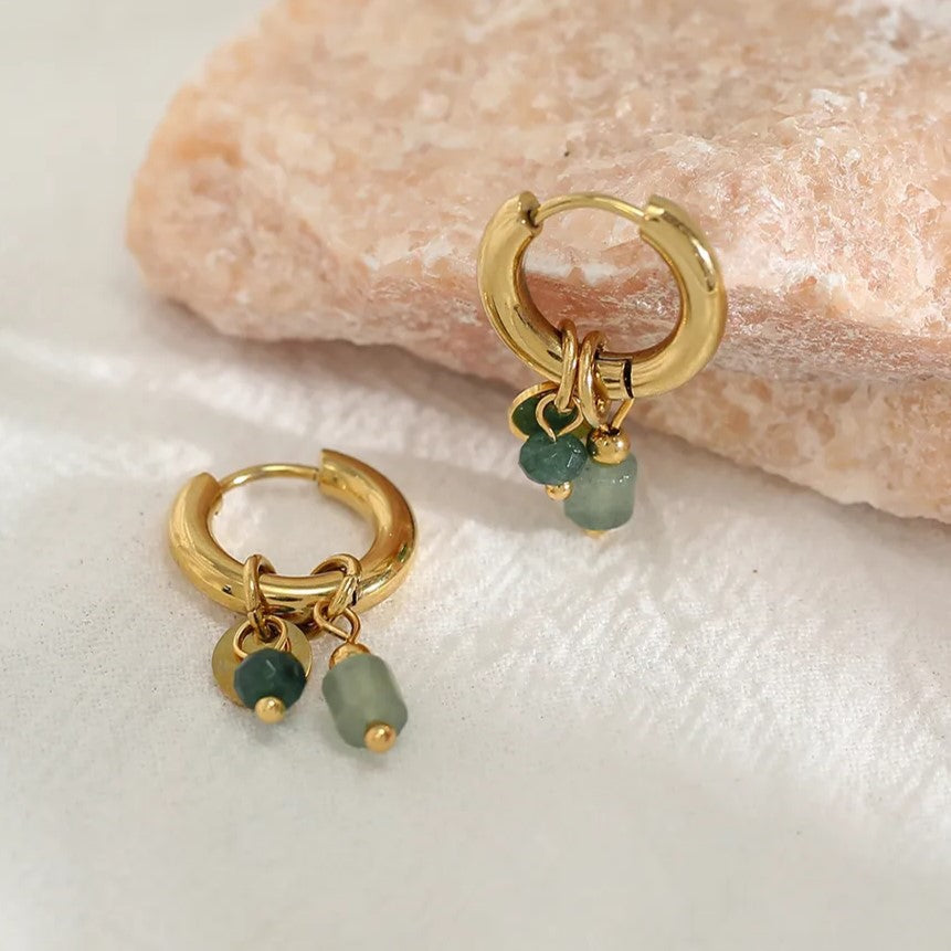 Naturstein-Gold-Creolen | Shop Nory