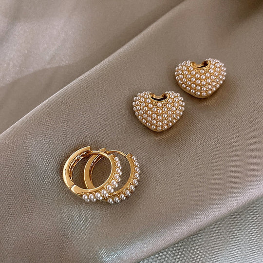 Stilvolle Goldene Perlenohrringe für Damen – Anne | Shop Nory