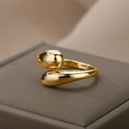 Offener Ring mit doppelten goldenen Perlen | Shop Nory