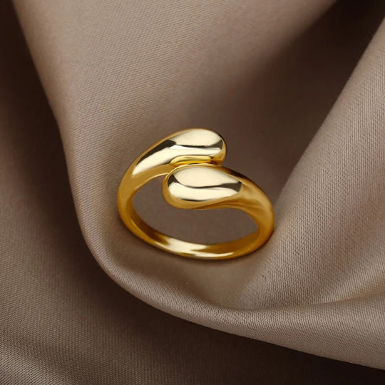 Offener Ring mit doppelten goldenen Perlen | Shop Nory