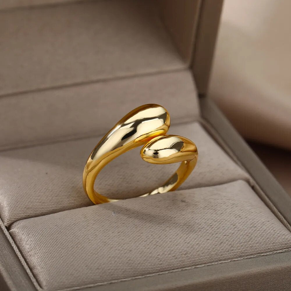 Offener Ring mit doppelten goldenen Perlen | Shop Nory