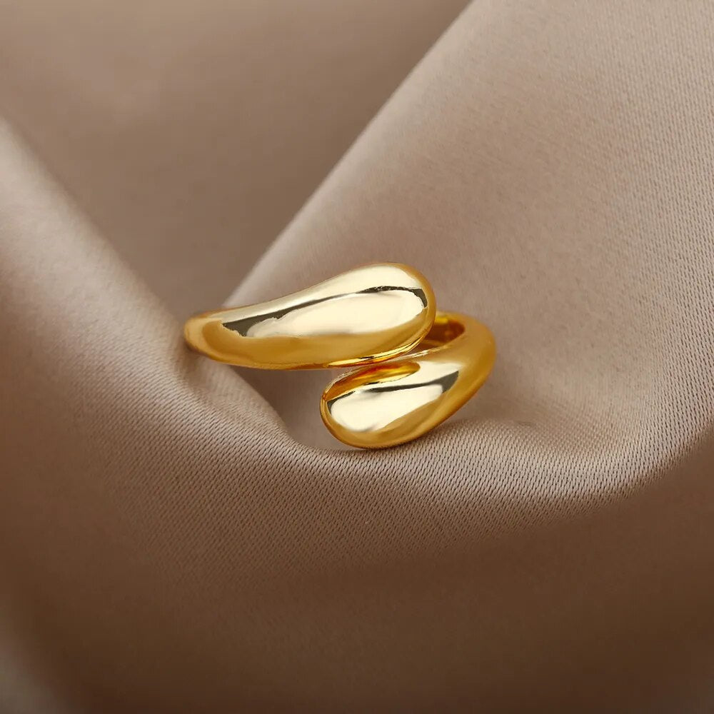 Offener Ring mit doppelten goldenen Perlen | Shop Nory