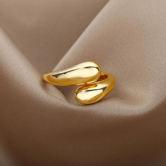 Offener Ring mit doppelten goldenen Perlen | Shop Nory