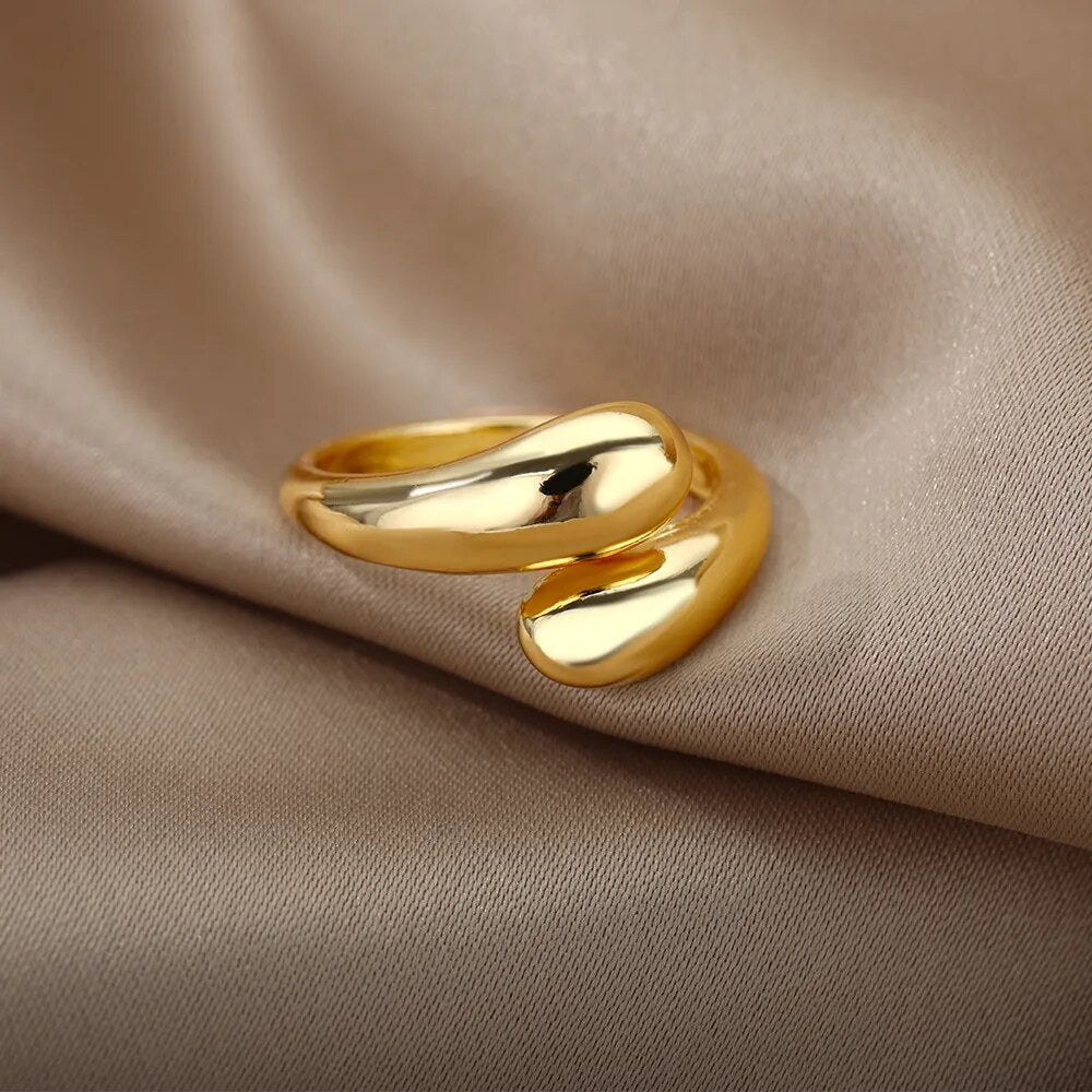 Offener Ring mit doppelten goldenen Perlen | Shop Nory