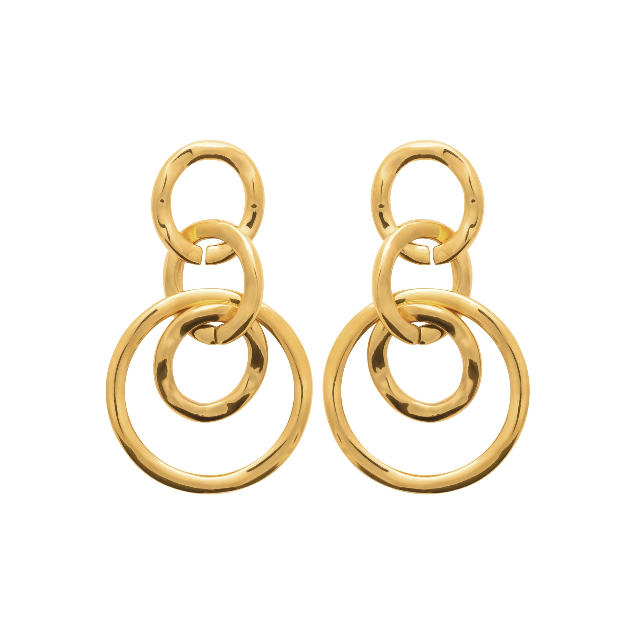 Goldfarbene Edelstahl-Ohrringe – Hängende Kreise, modernes Design | Shop Nory