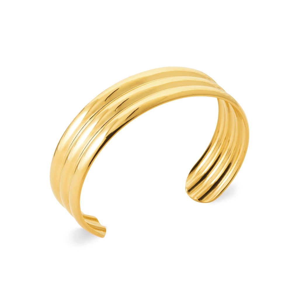 Gold-colored bracelet made of stainless steel – Three-row, adjustable women's bracelet | Shop Nory