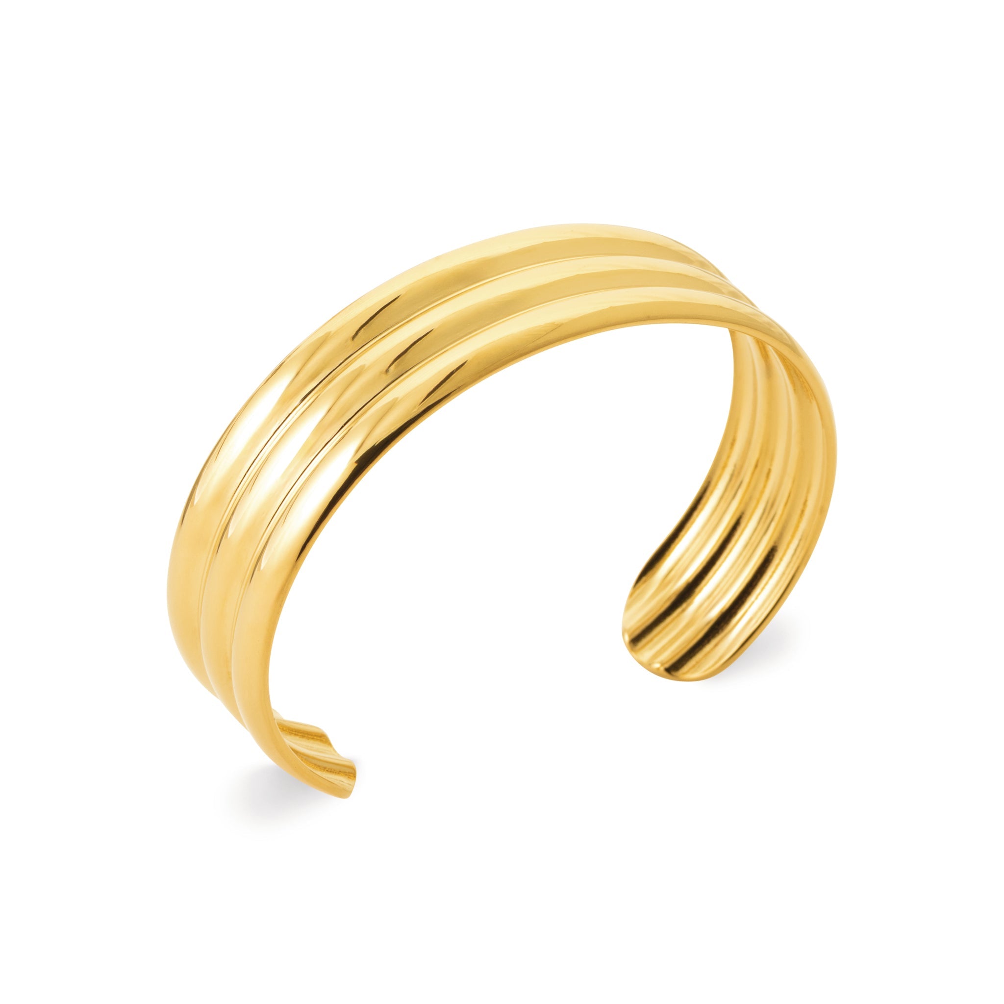 Gold-colored bracelet made of stainless steel – Three-row, adjustable women's bracelet | Shop Nory