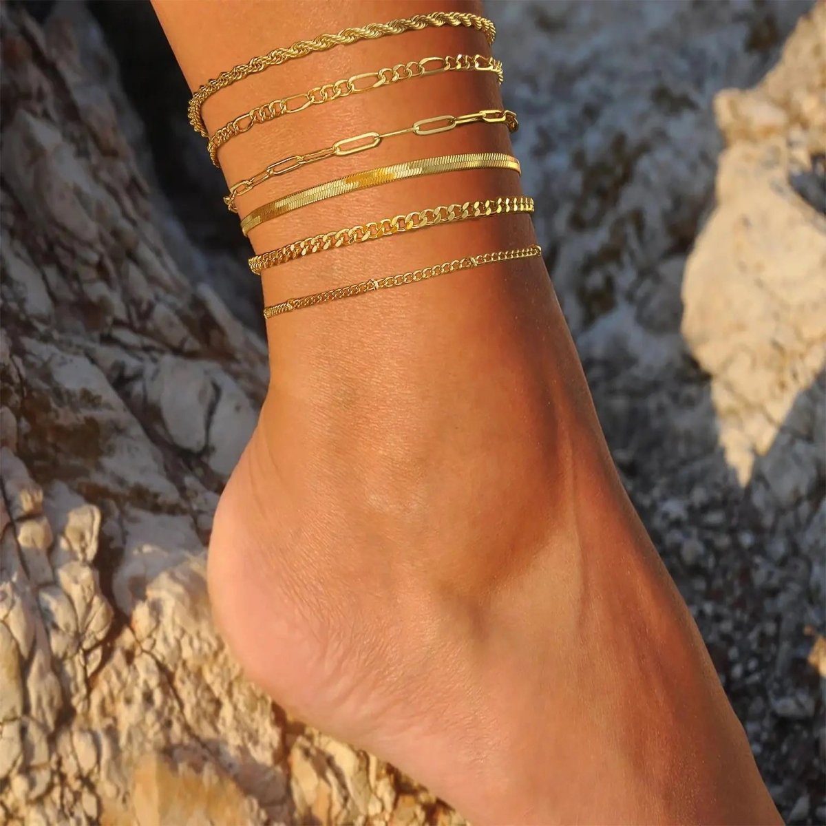 Gold/Silber Fußfesseln Sommer Strand | Shop Nory