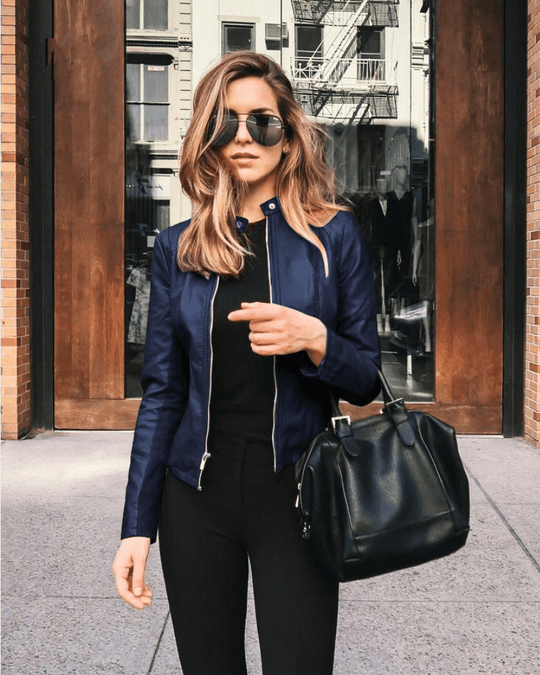 Jacke Damen Slim Fit Lederjacke Damen Perfekt für Den Herbst Trendy & Lässig