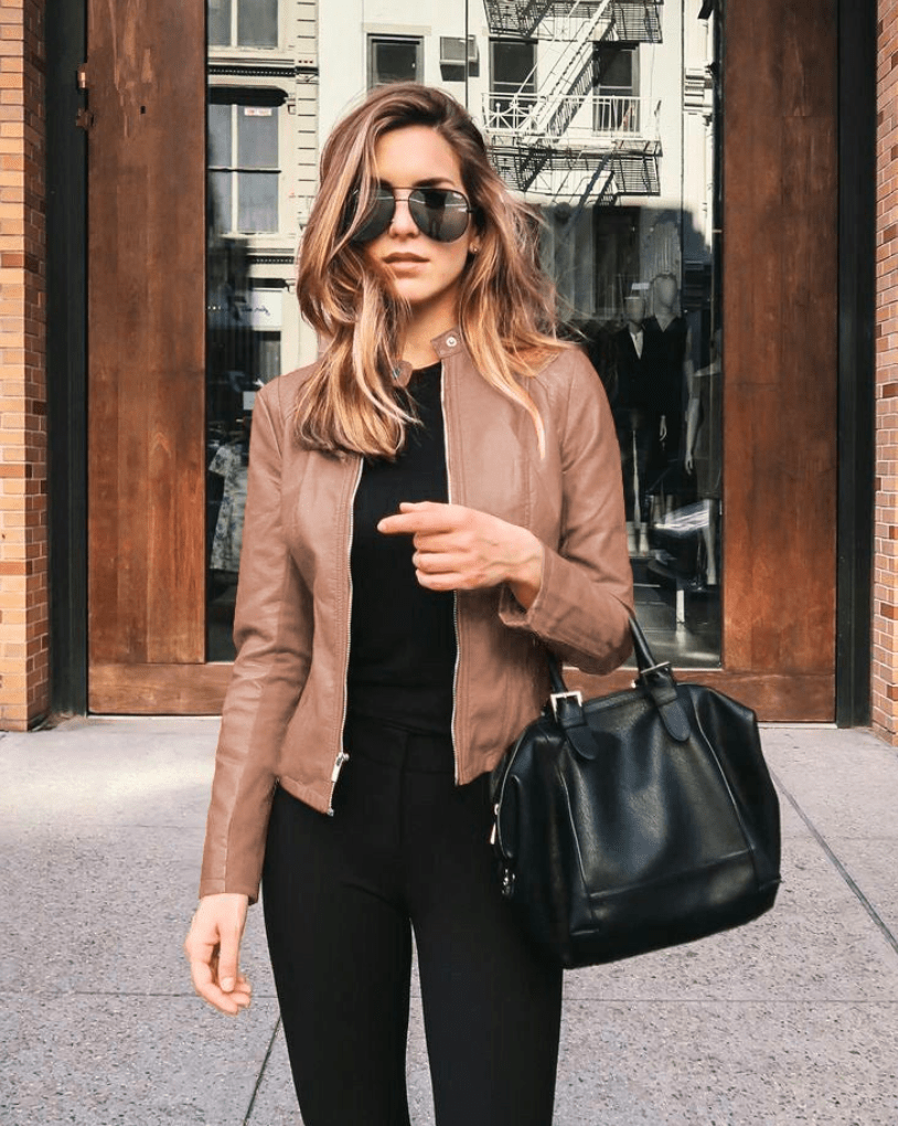 Jacke Damen Slim Fit Lederjacke Damen Perfekt für Den Herbst Trendy & Lässig