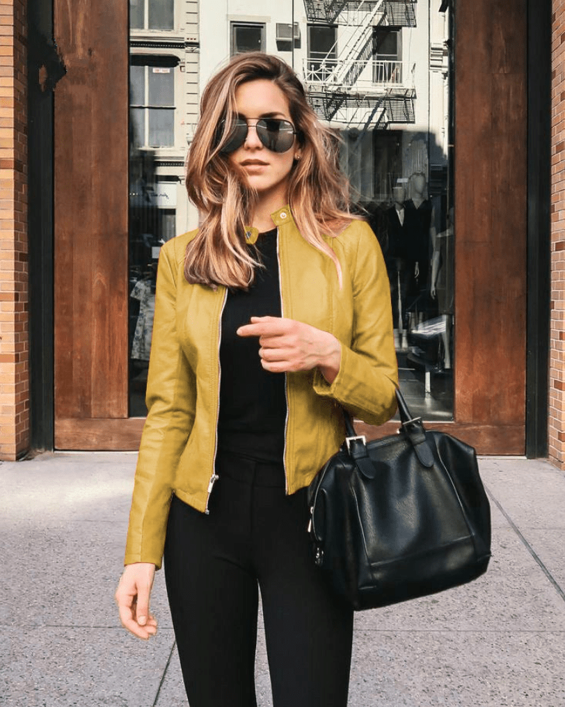 Jacke Damen Slim Fit Lederjacke Damen Perfekt für Den Herbst Trendy & Lässig