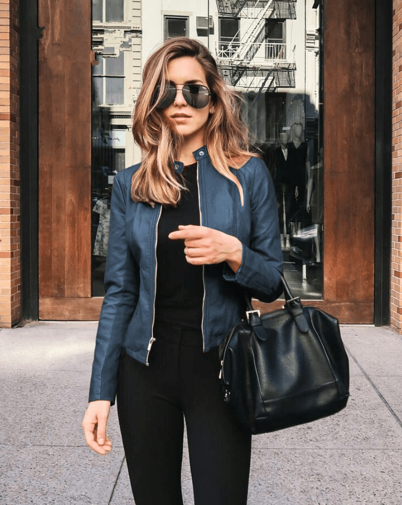 Jacke Damen Slim Fit Lederjacke Damen Perfekt für Den Herbst Trendy & Lässig