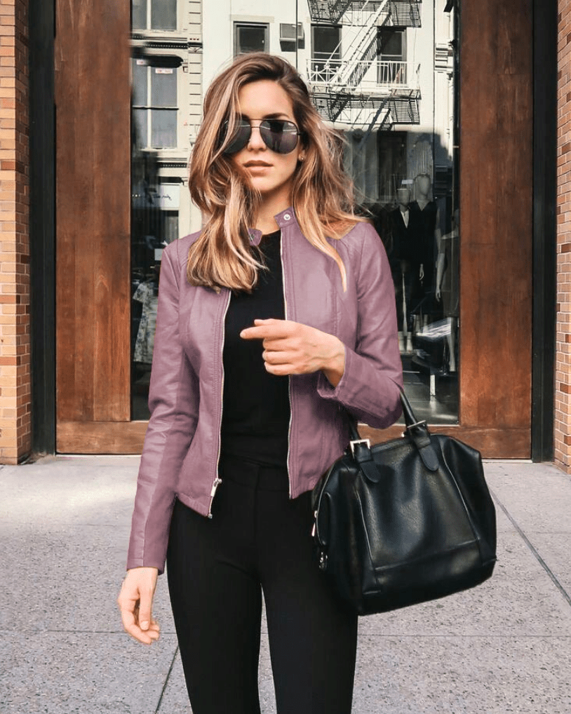 Jacke Damen Slim Fit Lederjacke Damen Perfekt für Den Herbst Trendy & Lässig