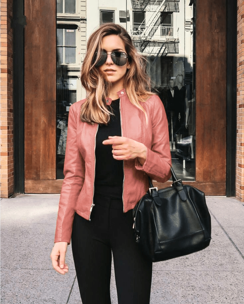 Jacke Damen Slim Fit Lederjacke Damen Perfekt für Den Herbst Trendy & Lässig