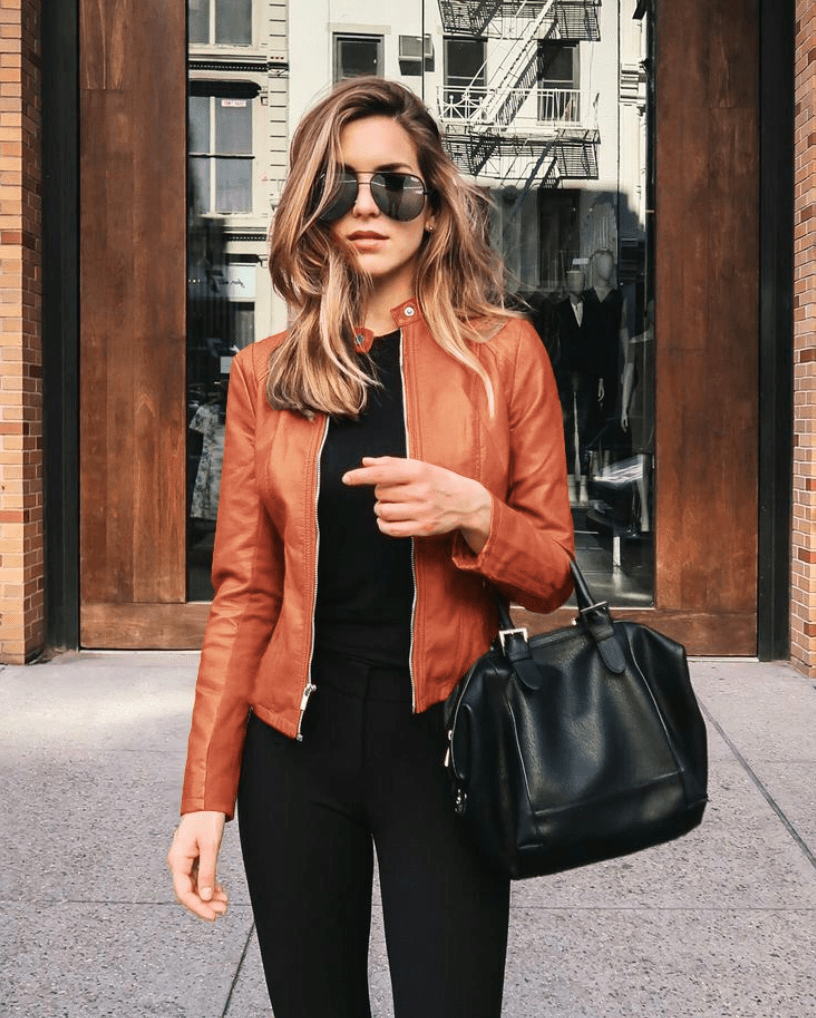 Jacke Damen Slim Fit Lederjacke Damen Perfekt für Den Herbst Trendy & Lässig