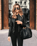 Jacke Damen Slim Fit Lederjacke Damen Perfekt für Den Herbst Trendy & Lässig