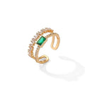 Grüne Kristall Retro Klassische Verstellbare Ringe | Shop Nory