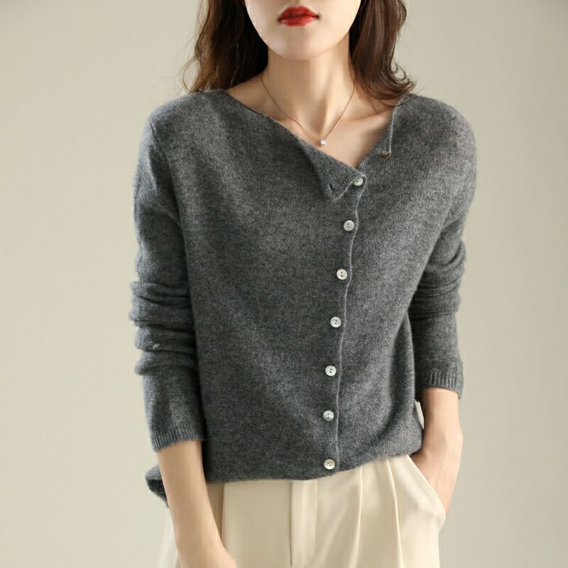 Strickjacke Weiches Strick Knopfverschluss Bequemer Lässiger Schnitt
