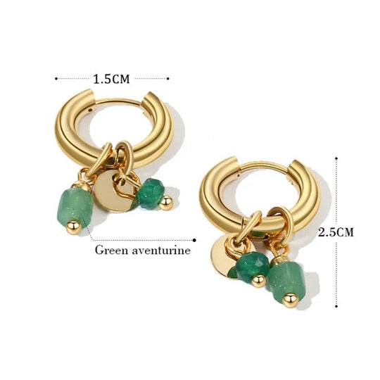 Naturstein-Gold-Creolen | Shop Nory