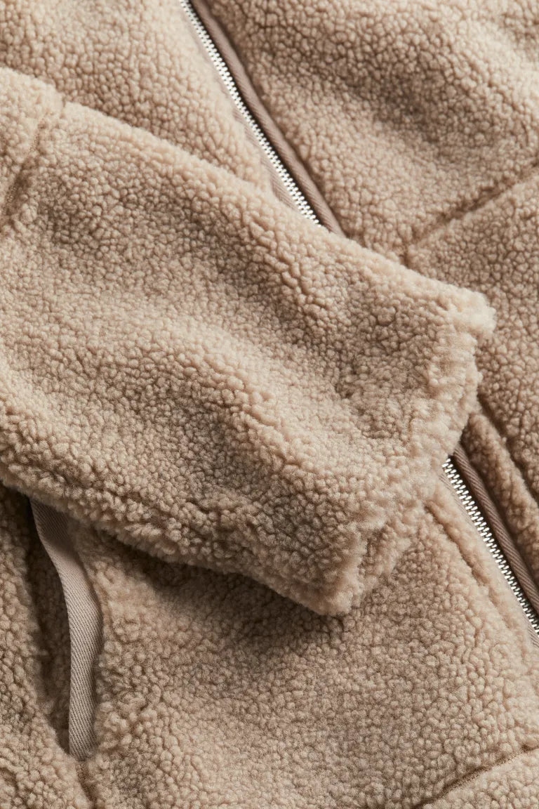 Damen Relaxed Fit Teddy Zip-Up Jacke