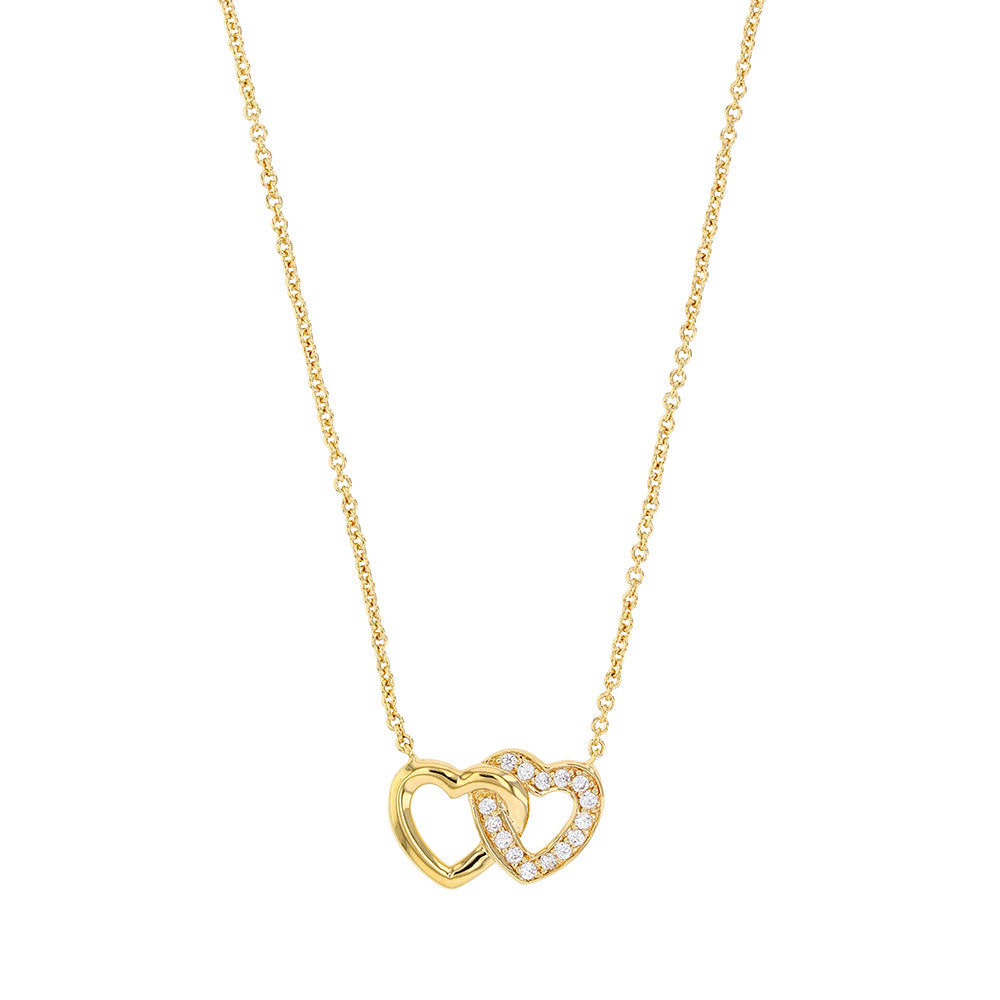 Kette 2 Herzen mit Zirkonia Vergoldet - Herzenskette für Damen | Shop Nory