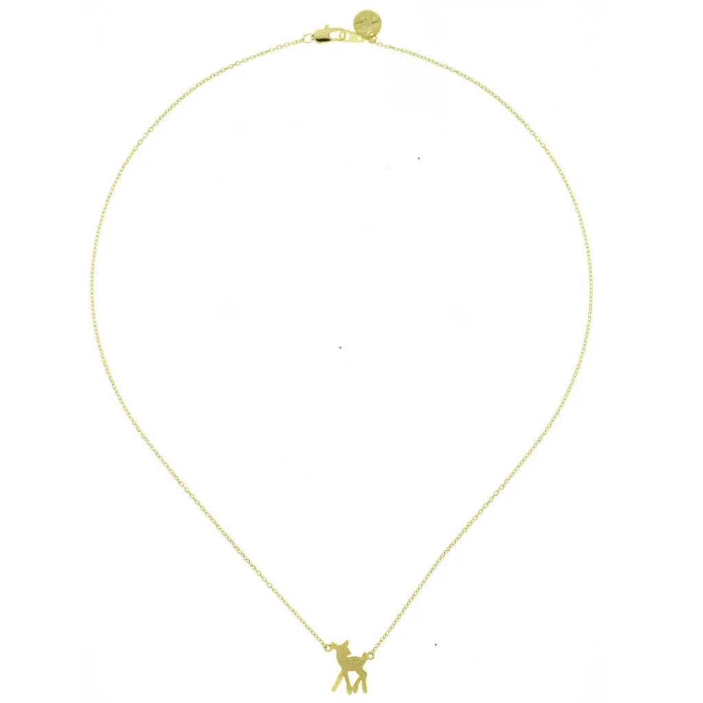 Zarte goldfarbene Halskette mit Rehkitz – Bambi-Kette | Shop Nory