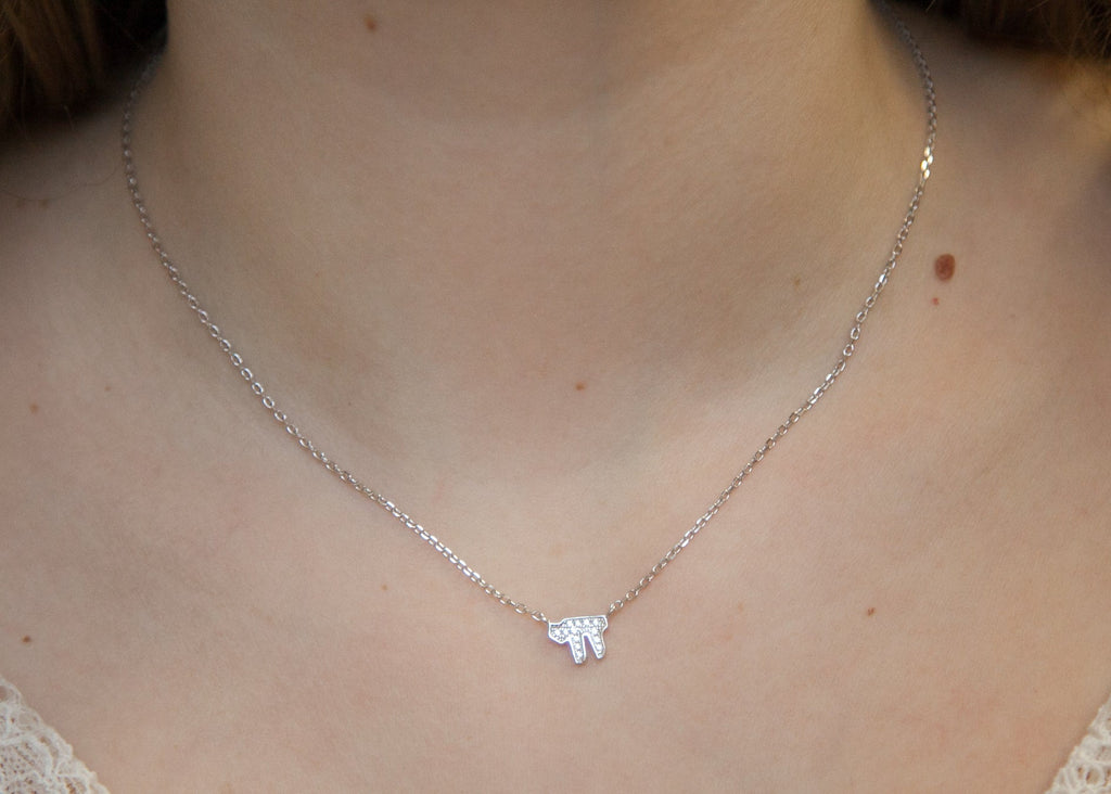Halskette Chai aus 925 Sterling Silber mit Zirkonia – Symbol für Leben und Schutz | Shop Nory