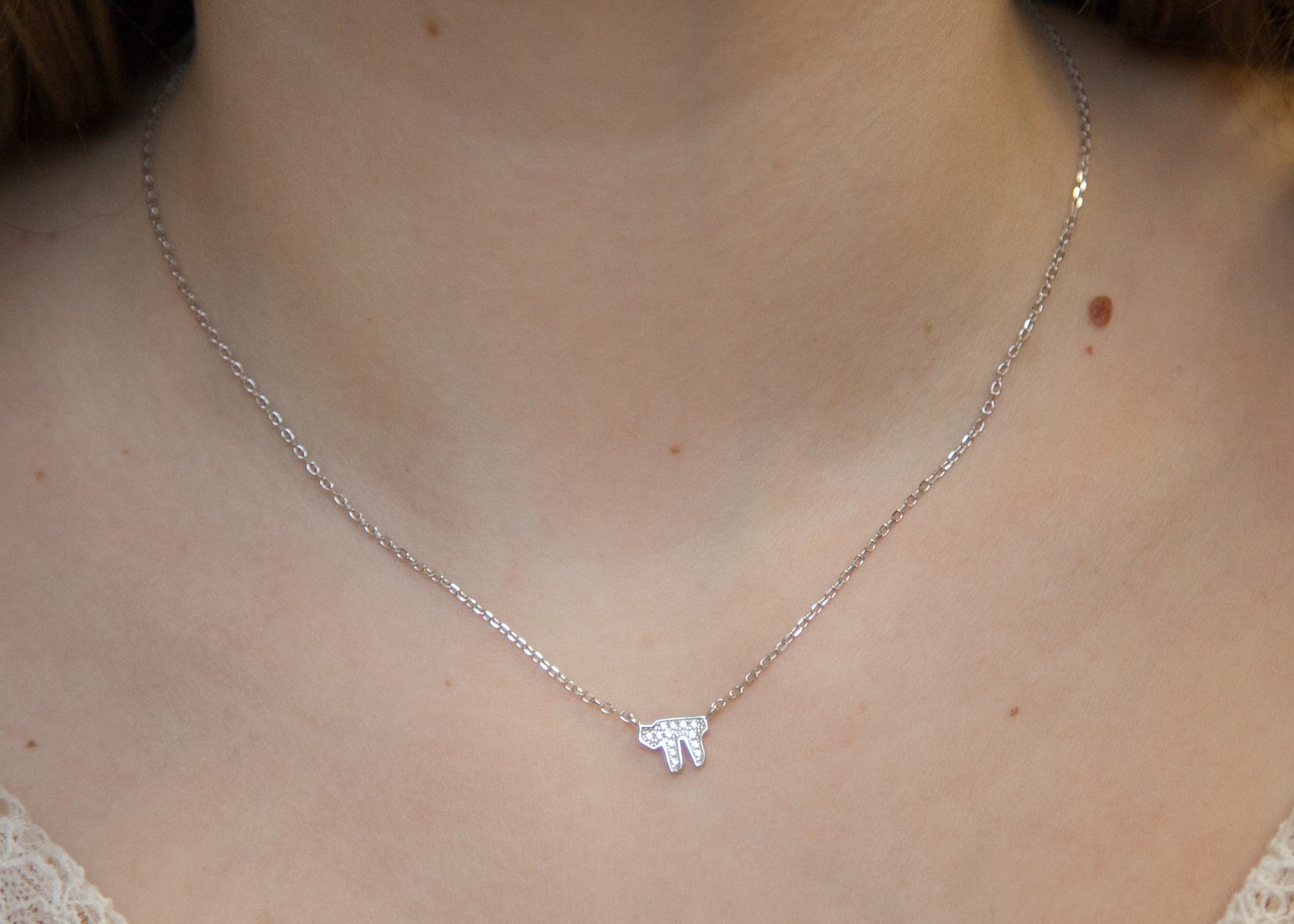 Halskette Chai aus 925 Sterling Silber mit Zirkonia – Symbol für Leben und Schutz | Shop Nory