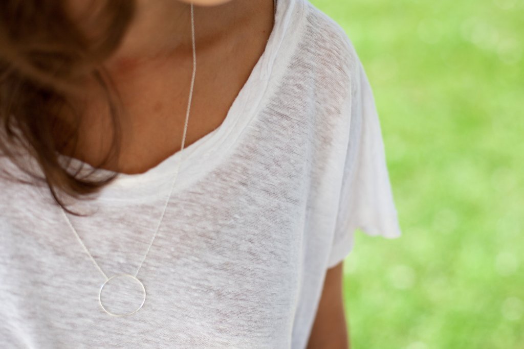 Feine schlichte Kette aus Silber mit Kreis Anhänger für Damen | Shop Nory